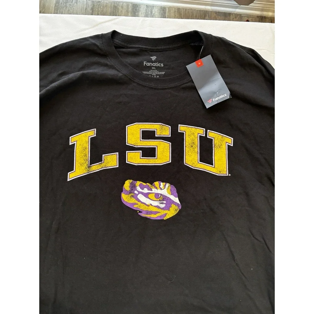 New! Men's Fanatics 3XL Black Long Sleeve‎ Shirt LSU Tigers With Logo